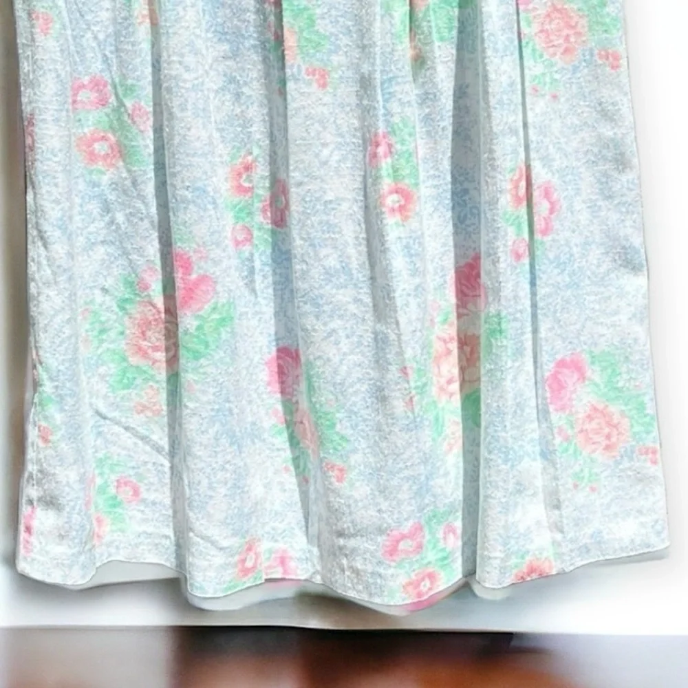 🌻Vintage F.R. Bentley Pleated Pastel Floral Midi Skirt Elastic Waistband Size M - Picture 4 of 8